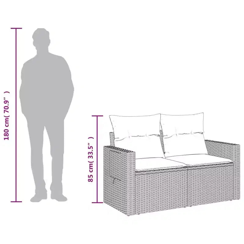 vidaXL Garden Sofa Black, Cream White