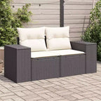 vidaXL Garden Sofa Black and Cream Poly Rattan and Powder-Coated Steel