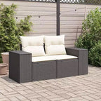 vidaXL Garden Sofa Black and Cream Poly Rattan and Powder-Coated Steel
