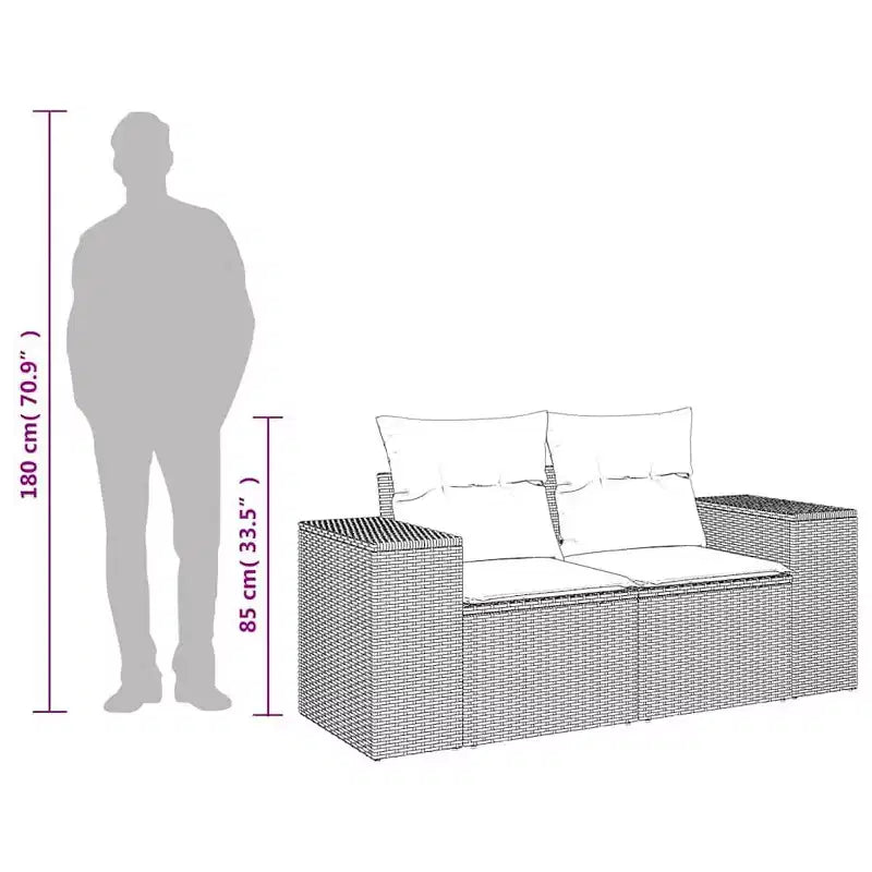 vidaXL Garden Sofa Black and Cream Poly Rattan and Powder-Coated Steel
