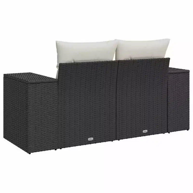vidaXL Garden Sofa Black and Cream Poly Rattan and Powder-Coated Steel