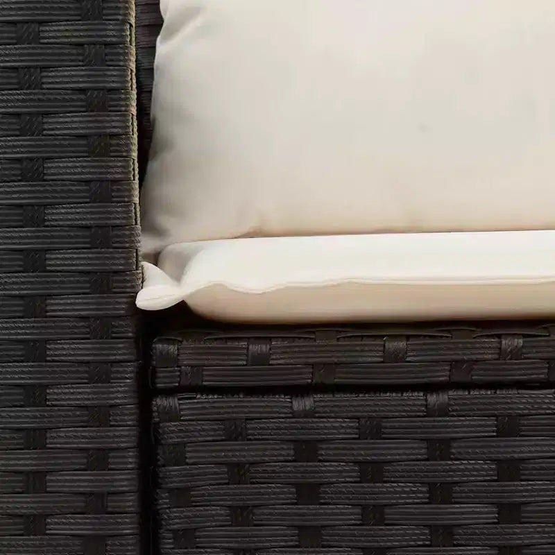 vidaXL Garden Sofa Black and Cream Poly Rattan and Powder-Coated Steel