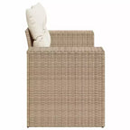 vidaXL Garden Sofa Beige Poly Rattan 2-Seater Adjustable Legs
