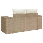 vidaXL Garden Sofa Beige Poly Rattan 2-Seater Adjustable Legs