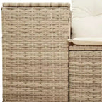 vidaXL Garden Sofa Beige Poly Rattan 2-Seater Adjustable Legs
