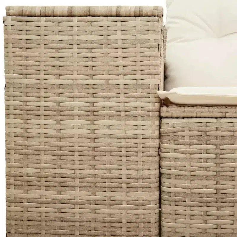 vidaXL Garden Sofa Beige Poly Rattan 2-Seater Adjustable Legs