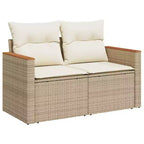 vidaXL Garden Sofa Beige PE rattan, powder-coated steel, solid acacia wood