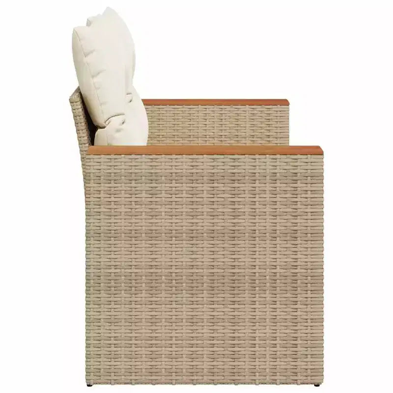 vidaXL Garden Sofa Beige PE rattan, powder-coated steel, solid acacia wood