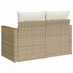 vidaXL Garden Sofa Beige PE rattan, powder-coated steel, solid acacia wood
