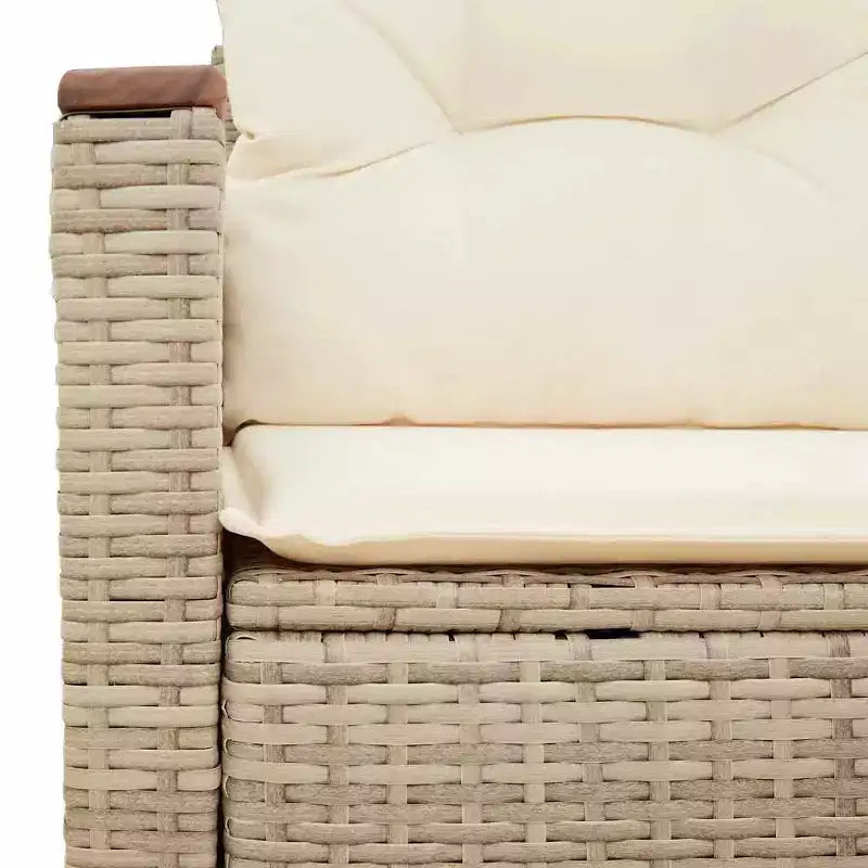 vidaXL Garden Sofa Beige PE rattan, powder-coated steel, solid acacia wood