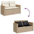 vidaXL Garden Sofa Beige PE rattan, powder-coated steel, solid acacia wood