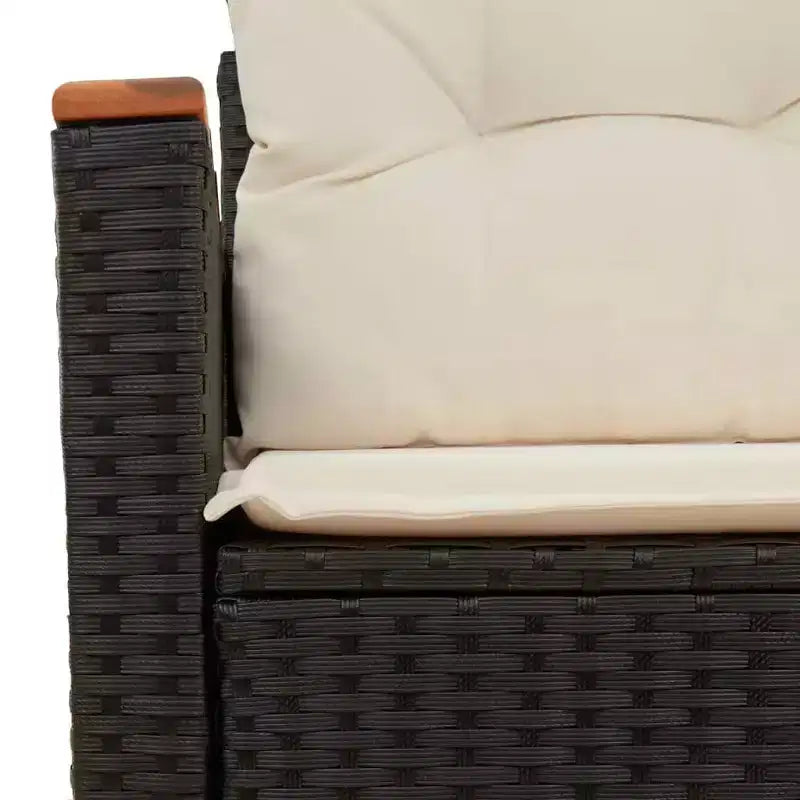vidaXL Garden Sofa Black PE Rattan 2-Seater Adjustable Armrests
