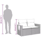 vidaXL Garden Sofa Black PE Rattan 2-Seater Adjustable Armrests