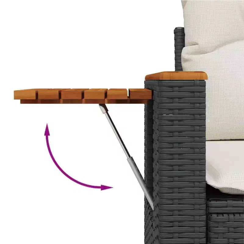 vidaXL Garden Sofa Black PE Rattan 2-Seater Adjustable Armrests