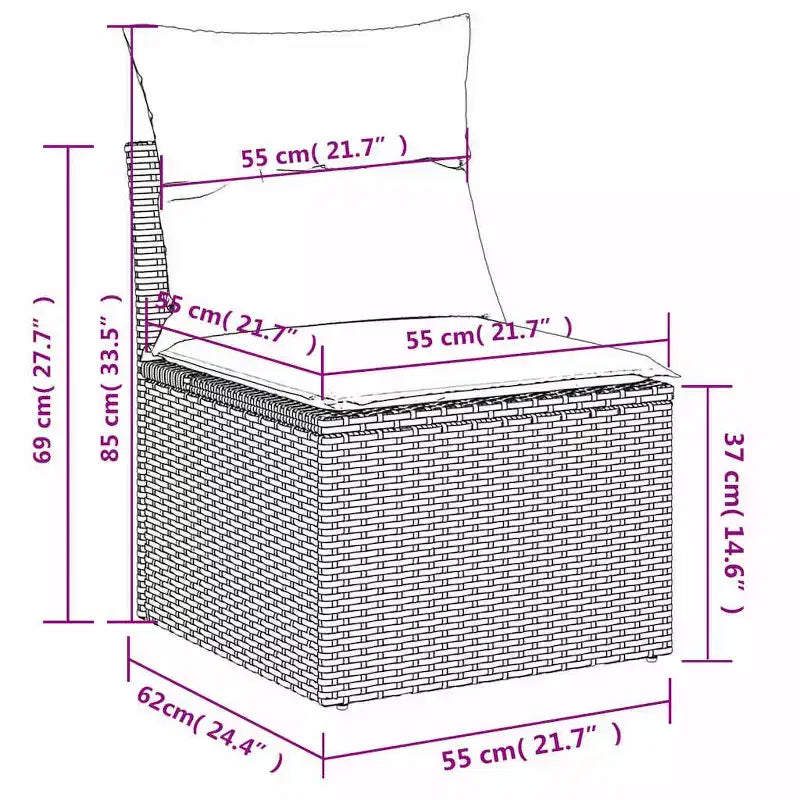 vidaXL Garden Chair Black PE Rattan Medium Modular Garden Chair