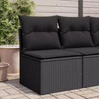 vidaXL Garden Chair Black PE Rattan Medium Modular Garden Chair