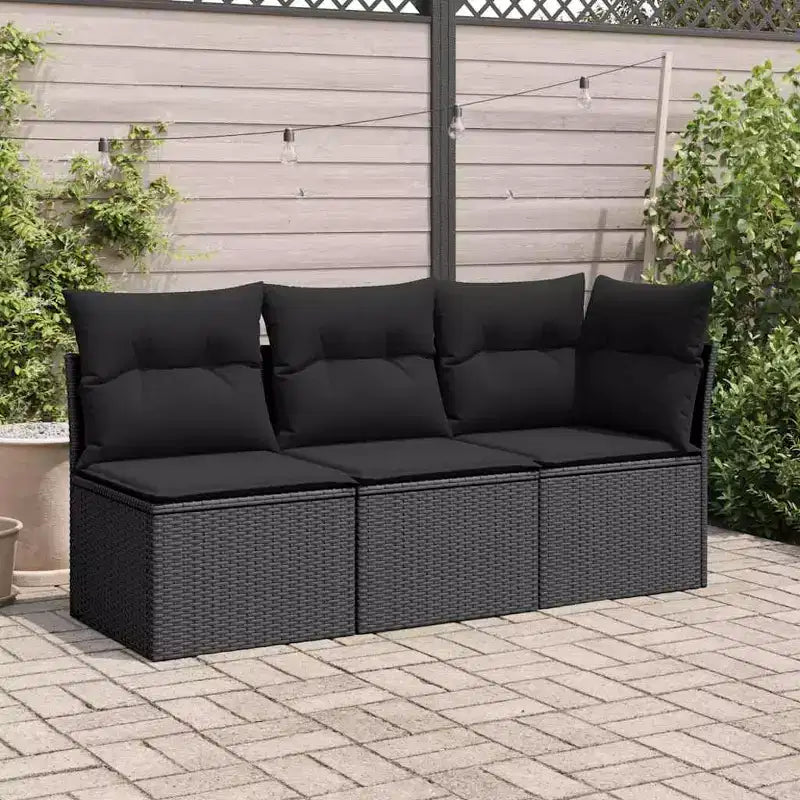 vidaXL Garden Chair Black PE Rattan Medium Modular Garden Chair