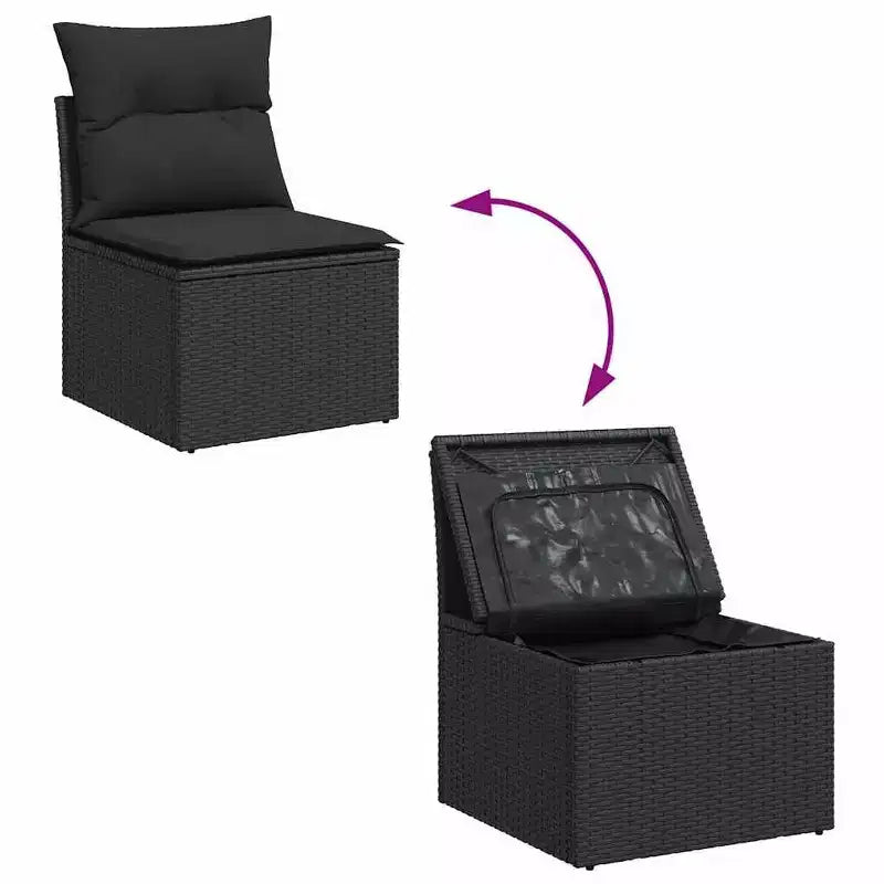 vidaXL Garden Chair Black PE Rattan Medium Modular Garden Chair