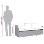 vidaXL Patio Sofa with Cushions 3-Seater Brown Poly Rattan