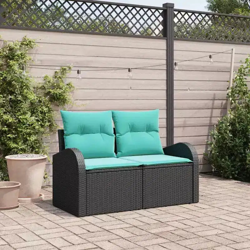 vidaXL Garden Sofa Black 124 x 62 x 85 cm poly rattan