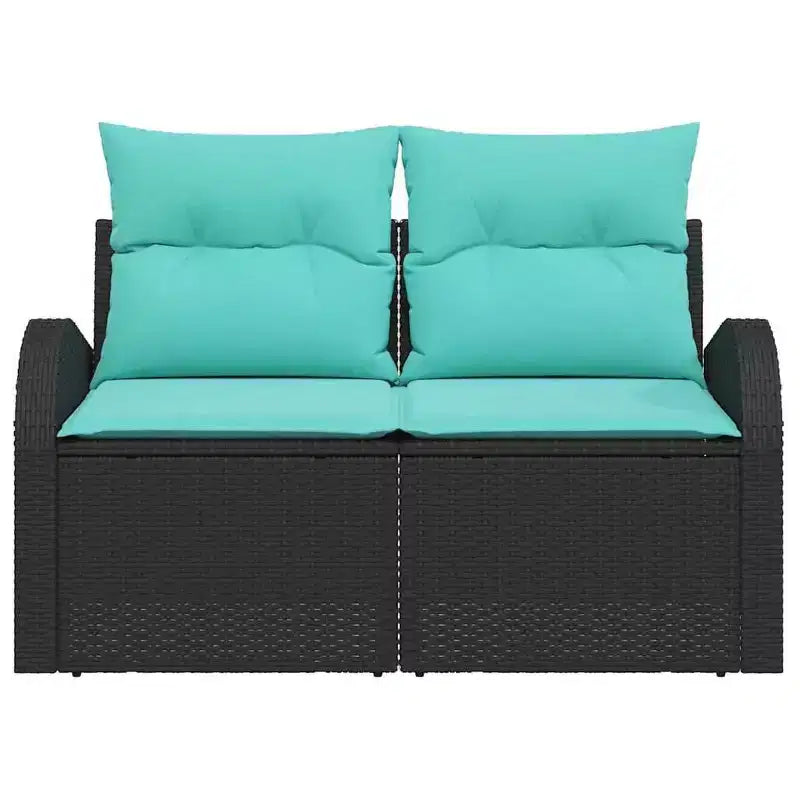 vidaXL Garden Sofa Black 124 x 62 x 85 cm poly rattan