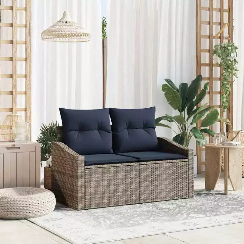 vidaXL Garden Sofa Gray 123 x 62 x 69cm poly rattan