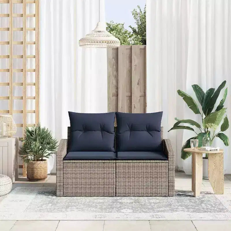 vidaXL Garden Sofa Gray 123 x 62 x 69cm poly rattan