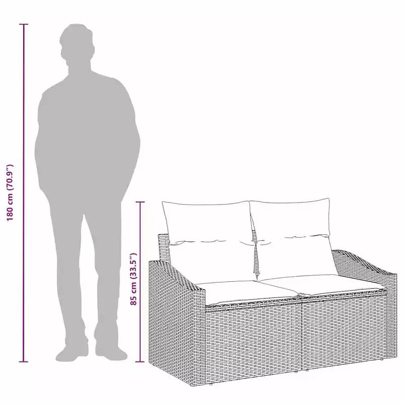 vidaXL Garden Sofa Gray 123 x 62 x 69cm poly rattan