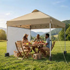 10x10 Pop Up Canopy with 1 Sidewall, Outdoor Canopy Tent, Easy Set Up Beach Tent with Vented Top Portable Roller Bag