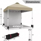 10x10 Pop Up Canopy with 1 Sidewall, Outdoor Canopy Tent, Easy Set Up Beach Tent with Vented Top Portable Roller Bag