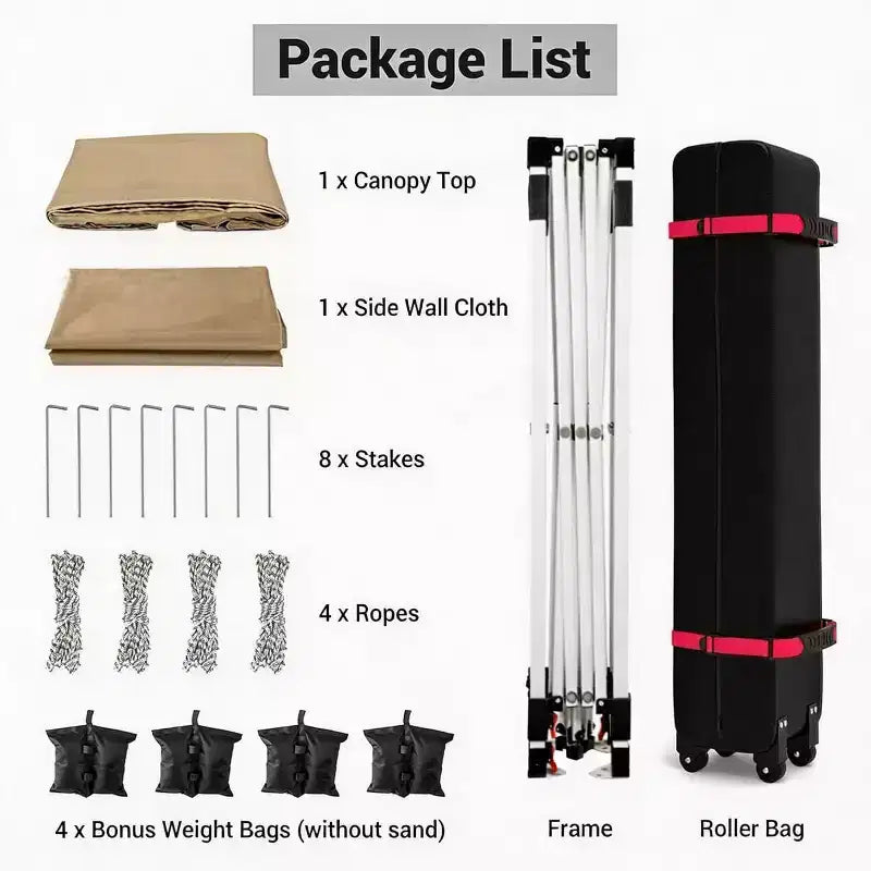 10x10 Pop Up Canopy with 1 Sidewall, Outdoor Canopy Tent, Easy Set Up Beach Tent with Vented Top Portable Roller Bag