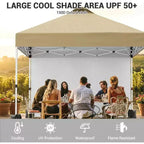 10x10 Pop Up Canopy with 1 Sidewall, Outdoor Canopy Tent, Easy Set Up Beach Tent with Vented Top Portable Roller Bag