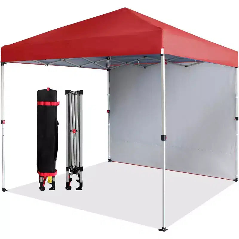 10x10 Pop Up Canopy with 1 Sidewall, Outdoor Canopy Tent, Easy Set Up Beach Tent with Vented Top Portable Roller Bag