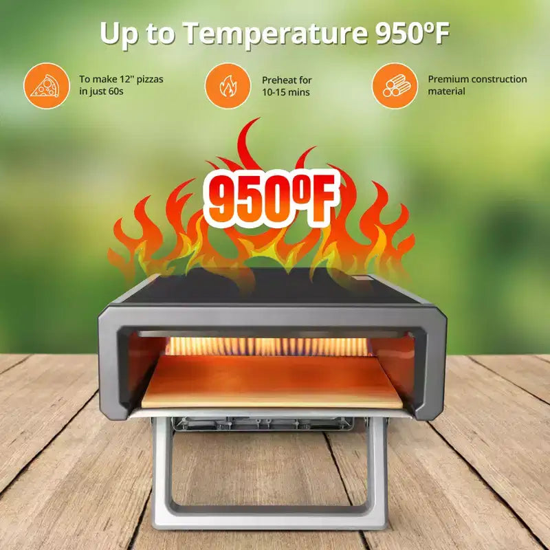 Garvee 12 Portable Outdoor Pizza Oven, Pizza Cooking Platform for Camping, Backyard, Tailgating, Gray