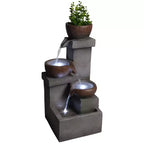 Outdoor Water Fountain Tiered Cascading Jar Waterfall Resin Garden Patio Decor with LED Lights