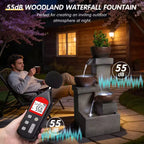 Outdoor Water Fountain Tiered Cascading Jar Waterfall Resin Garden Patio Decor with LED Lights