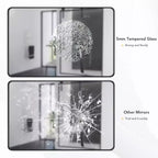 55x30 Inch Black Metal Frame Bathroom Wall Mirror, Decorative Rectangular, Wall Mounted, Corner Hangs, Home Decor for Multi-Scenes