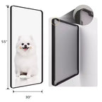 55x30 Inch Black Metal Frame Bathroom Wall Mirror, Decorative Rectangular, Wall Mounted, Corner Hangs, Home Decor for Multi-Scenes