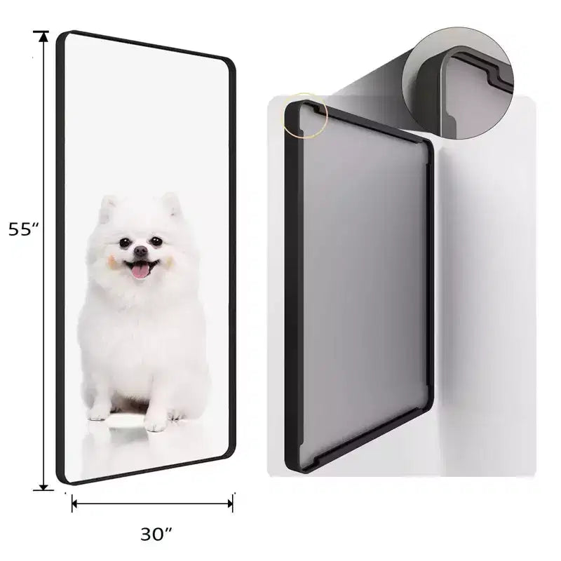 55x30 Inch Black Metal Frame Bathroom Wall Mirror, Decorative Rectangular, Wall Mounted, Corner Hangs, Home Decor for Multi-Scenes