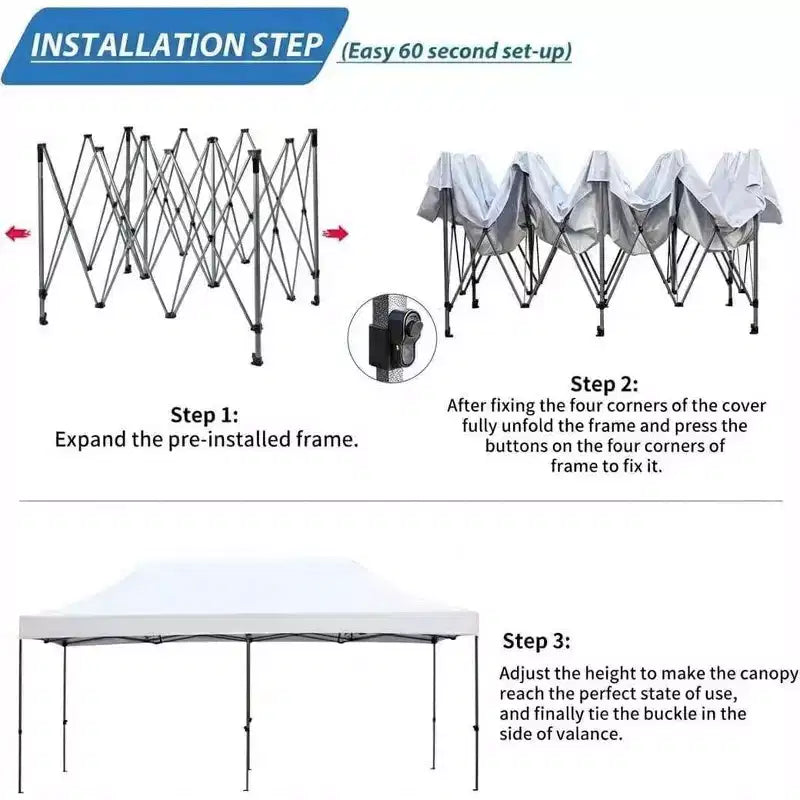 Heavy Duty Pop Up Canopy Tent - Waterproof & UV-Protected Outdoor Shelter - Easy One-Person Setup - Adjustable Height, 1 Sidewall