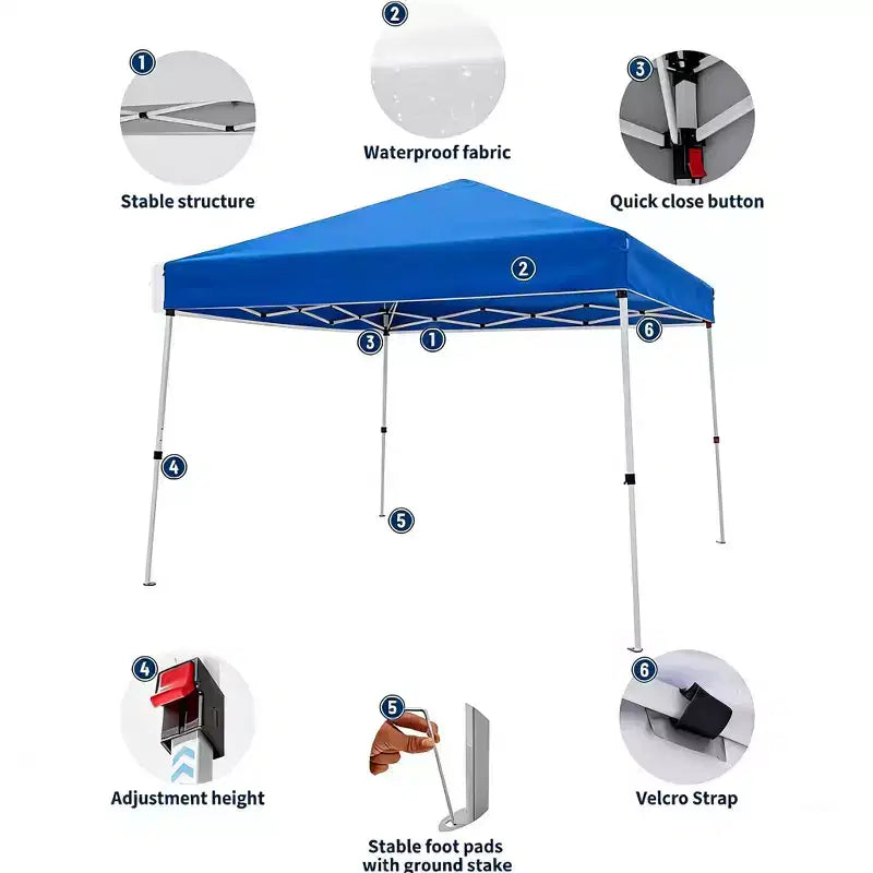 Heavy Duty Pop Up Canopy Tent - Waterproof & UV-Protected Outdoor Shelter - Easy One-Person Setup - Adjustable Height, 1 Sidewall