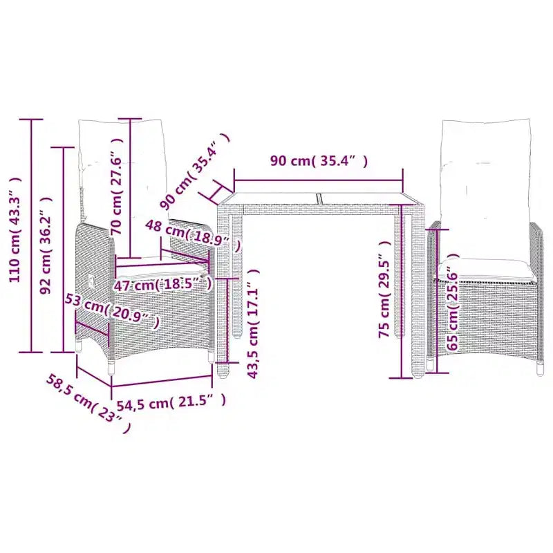 vidaXL Bistro Set PE Rattan 6-seater Bistro Set Rectangular