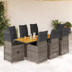 vidaXL Bistro Set PE Rattan, Steel Frame, Acacia Wood 6-Seater