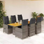 vidaXL Bistro Set PE Rattan, Steel Frame, Acacia Wood 6-Seater