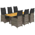 vidaXL Bistro Set PE Rattan, Steel Frame, Acacia Wood 6-Seater