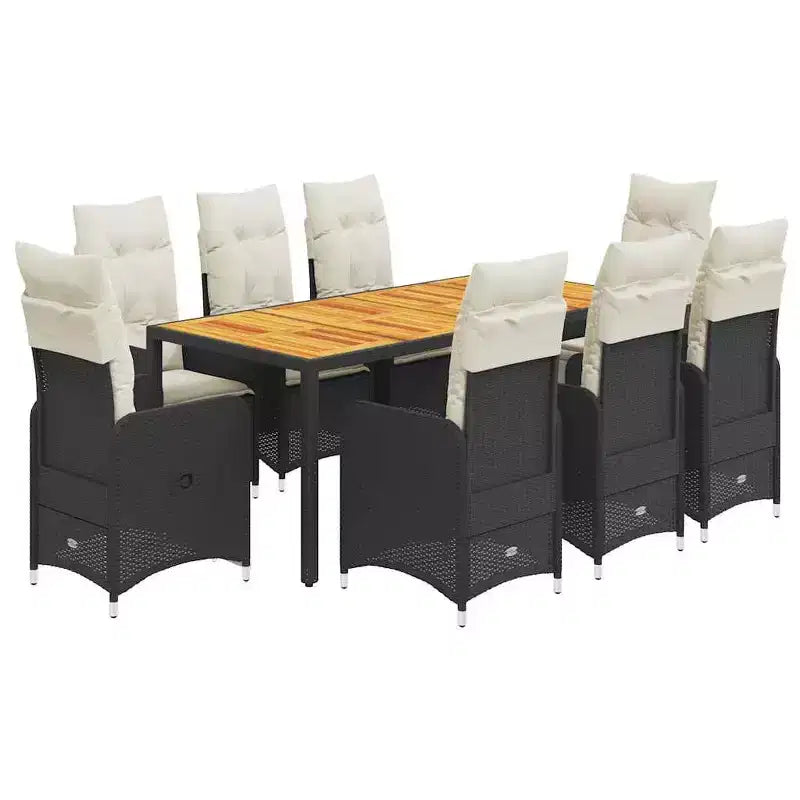vidaXL Bistro Set Black PE Rattan 8-seater Bistro Set Rectangular