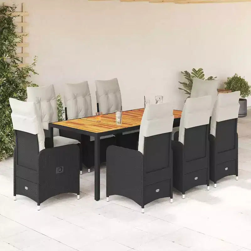 vidaXL Bistro Set Black PE Rattan 8-seater Bistro Set Rectangular