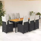 vidaXL Bistro Set Black PE Rattan 8-seater Bistro Set Rectangular