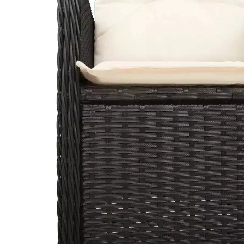 vidaXL Bistro Set Black and Cream White Poly Rattan Eight-seater