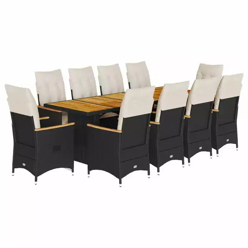 vidaXL Bistro Set Black PE Rattan, Powder-Coated Steel, Solid Acacia Wood